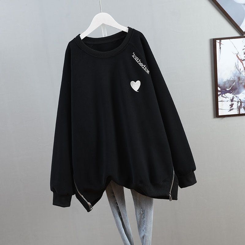 Rakuten - トレーナー レディース 秋 秋服 可愛いトレーナー レディーストレーナー サイドジッパー スウェット 黒トレーナー ピンク 黒 ブラック 大きいサイズ ゆったり サイドジップ 薄手