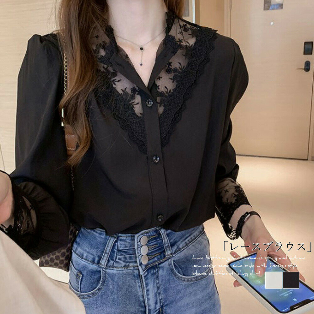 Blouses - シャツ ブラウス レディース 刺繍 レースブラウス トップス 長袖 大人セレブ 1YUJIAN-001 カットソー
