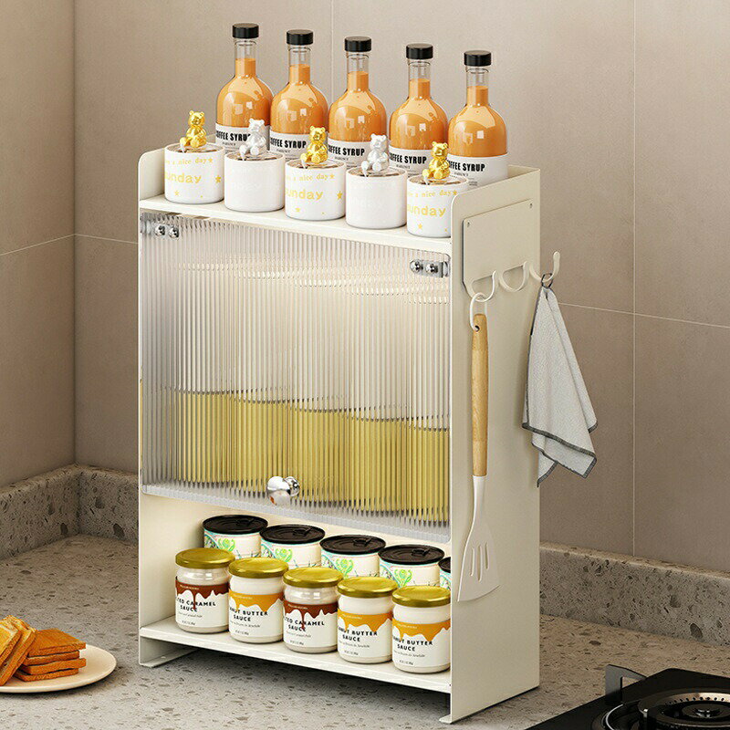Slim Kitchen Racks - 調味料ラック キッチン収納 ステンレス スパイスラック アクリル マグネットフック ハイブリッド コンパクト 卓上 コンロ横 隙間収納 調理台 すっきり SUGATA 整理整頓 おしゃれ