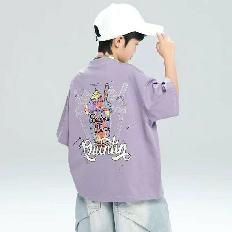 Rakuten - キッズ 子供服 Tシャツ カジュアル トップス 半袖 夏 男の子 子供 キッズtシャツ ティーシャツ ティシャツ 丸首 プリント 男の子夏服 キッズ服 160 ゆったり カッコイ 子供tシャツ ダンス