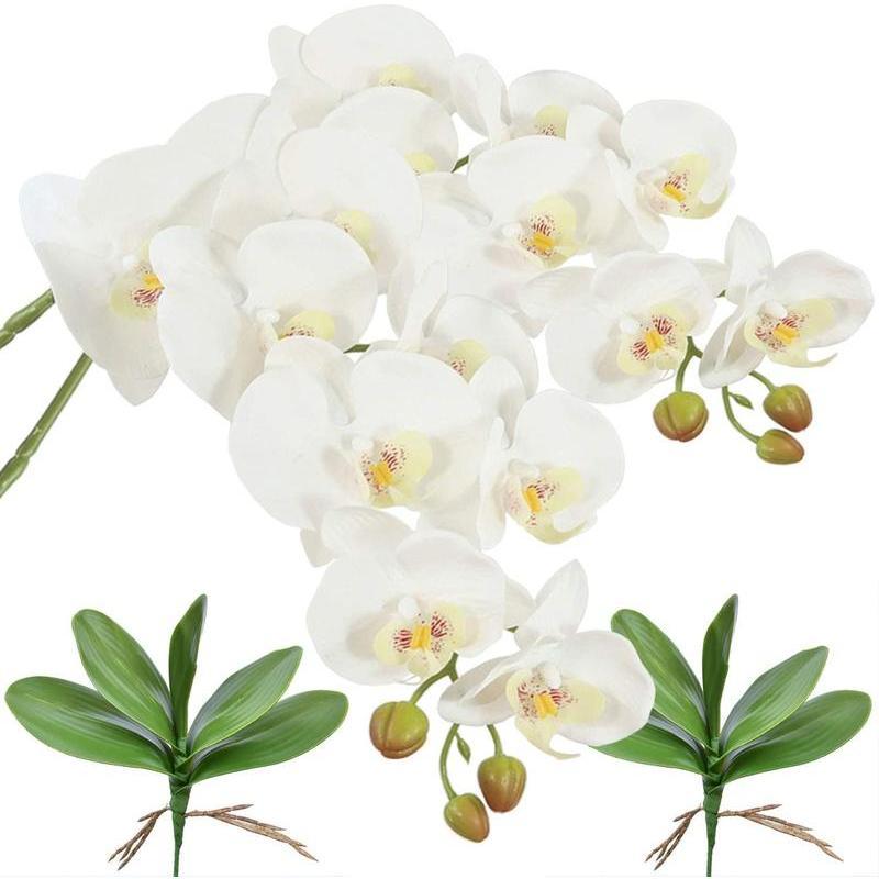42インチ 人工胡蝶蘭花 2個 造花 インテリア 花束 2束 葉 造花 蘭 茎 植物 ホームデコレーション 記念日 贈り物 お祝い 飾り