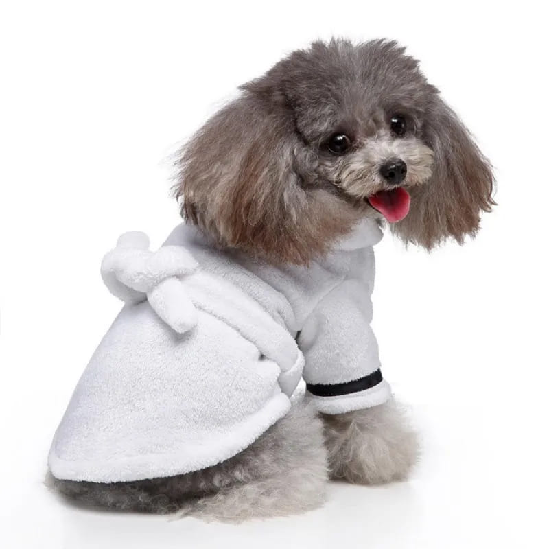 Trainer - 犬 服 パジャマ バスローブ ロンパース 着せやすい 袖あり タオル 小型犬 中型犬 猫 お風呂 通年 春夏 白 黒 乾燥 通気性 おしゃれ かわいい