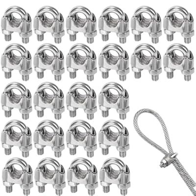 樂天商城 - ワイヤークリップ10mm ワイヤーロープクリップ M10 ステンレス鋼 24個入り ケーブルクリップ ケーブル固定金具 ワイヤロープの端末加工に用 サドルクランプ 固定 ロープ止め金具