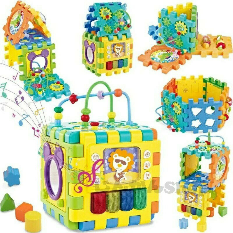 Rakuten - 赤ちゃんおもちゃ ビーズコースター 多機能 形合わせ 知育玩具 1歳 くるくるチャイム お風呂 おもちゃ 音と光 立体 パズル 楽器おもちゃ ブロック 動 色認知 聴覚発達 6面に12種遊び