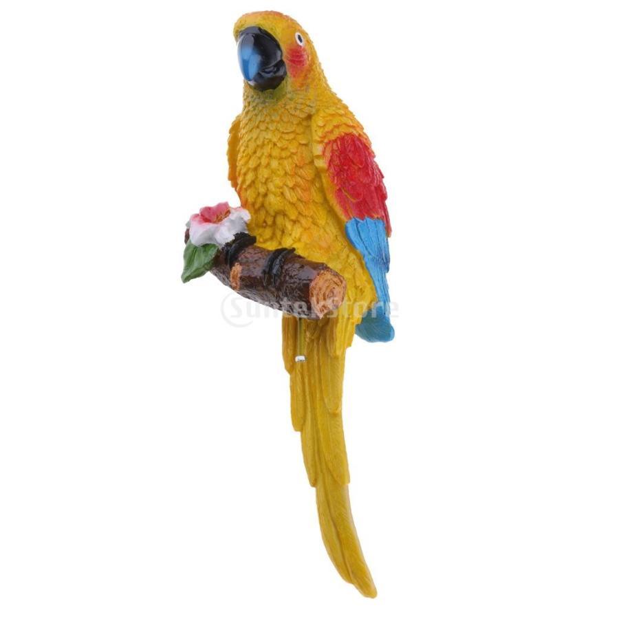 シミュレーション オウムの鳥の彫刻 かわいい マコウ樹脂工芸品 屋内.屋外の装飾 かわいい - 黄 説明したように