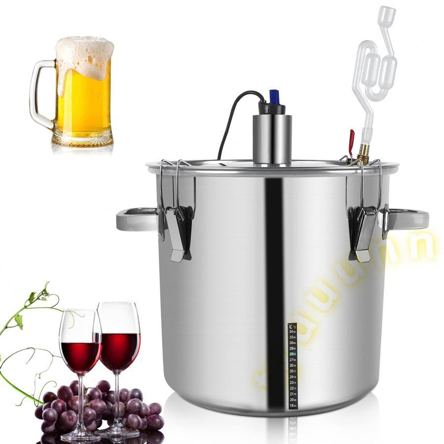 ステンレス 発酵タンク 22L/36L 大容量 発酵容器 発酵槽 ヒーター付 恒温加熱 耐食 ワイン醸造キット 手作りビールキット ビール醸造キ