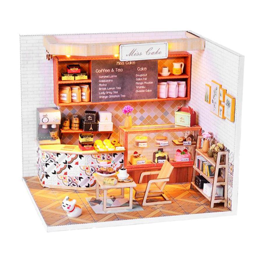 樂天商城 - Diy 3Dドールハウス木製ミニチュア家具キットミニコーヒーハウスled建物キット誕生日プレゼント