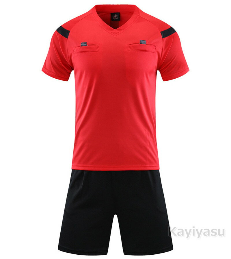 レフェリーウエア サッカー 審判服 審判ウェア レフェリーウエア 練習着 上下 セット ユニフォーム トレーニング用服 半袖シャツ+ハーフパンツ セットアップ 夏 トップス 短パン 人気ネット通販 サッカー 用品 セール