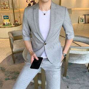 スーツ メンズ 春夏コーデ 上下セット フォマール カジュアルスーツ 洋服 セットアップ テーラードジャケット スラックス ブレザー 5分袖 スキニーパンツ 8分丈ズボン カジュアル 男性用 紳士服 パーティー 通勤 オフィス 上着 結婚式 デート 成人式 宴会 就職活動ネット予約
