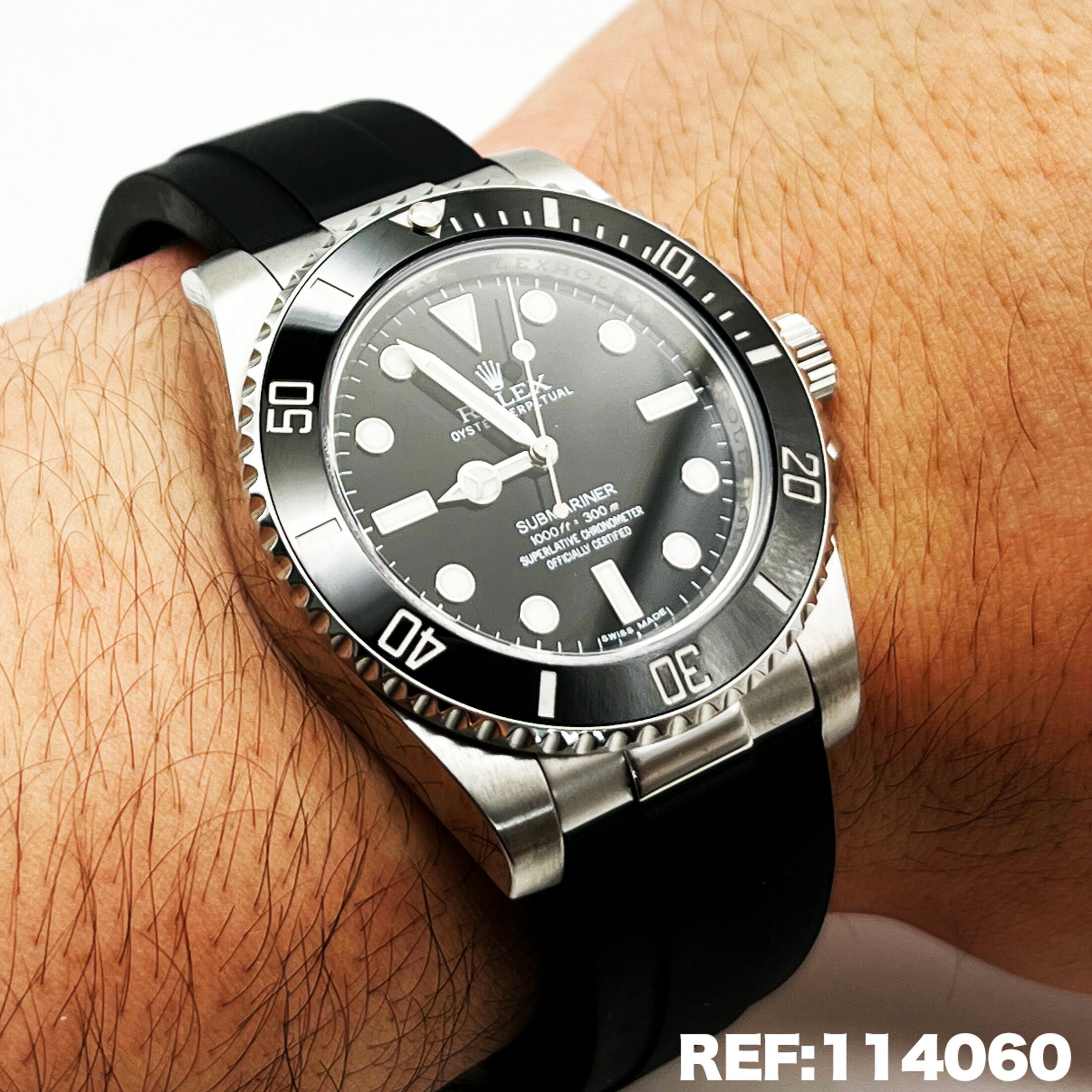Rolex ロレックス 専用 バックル有 16610 116610LN 14060 114060 ラバーバンド ラバーベルト ラバー RUBBER フラッシュフィット エンドリンク 20mm ブラック シルバー コンビ ゴールド 革 レザー ジュビリー オイスター サブマリーナ SUBMARINER