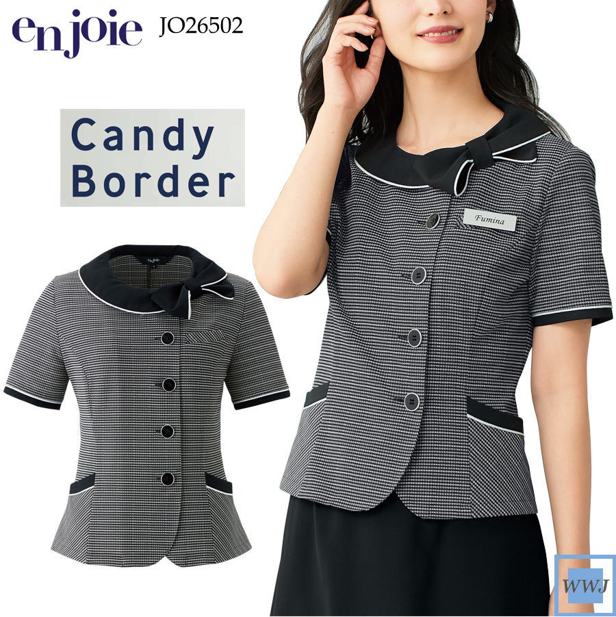 事務服 事務職から接客業まで幅広いシーンに リボン襟 半袖 オーバーブラウス 26502 オフィス 受付 接客 株式会社ジョア JO26502 春夏物