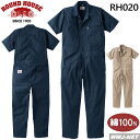 ツナギ服 ROUND HOUSE RH020 つなぎ服 半袖 綿100% 日本製生地 カバーオール ヤマタカ YMRH020 春夏物