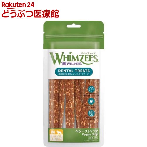 お店TOP＞おやつ＞その他＞ウィムズィーズストリップМ (7個入)【ウィムズィーズストリップМの商品詳細】ウィムズィーズは植物由来の厳選素材を使用したデンタルトリーツです。【ウィムズィーズストリップМの原材料】じゃがいもでん粉、セルロース、酵母、麦芽エキス、ルピナス、クローブ油、グリセリン、レシチン、炭酸カルシウム、着色料(パプリカ色素)【栄養成分】たんぱく質：1.0％以上、脂質：2.0％以上4.0％以下、粗繊維：9.0％以下、灰分：2.4％以下、水分：12.0％以下、エネルギー：約89kcal／個【ブランド】ウィムズィーズ【発売元、製造元、輸入元又は販売元】ウェルペット・ジャパンリニューアルに伴い、パッケージ・内容等予告なく変更する場合がございます。予めご了承ください。・JAN：810037580556ウェルペット・ジャパン160-0023 東京都新宿区西新宿7-18-100120-211-291広告文責：楽天グループ株式会社電話：050-5306-1825[その他/ブランド：ウィムズィーズ/]