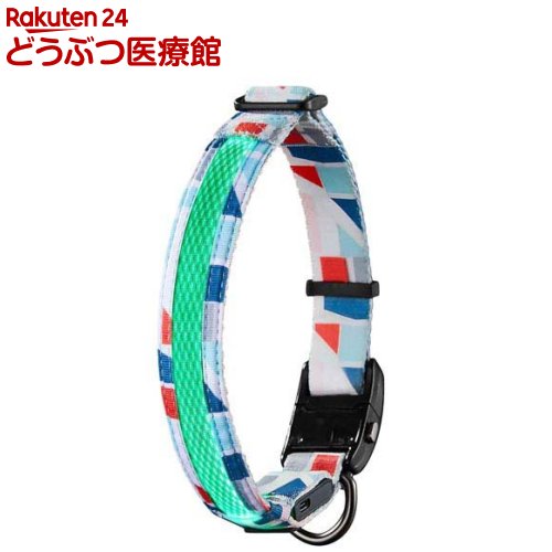ドッグネスLED首輪XLモザイクブルー