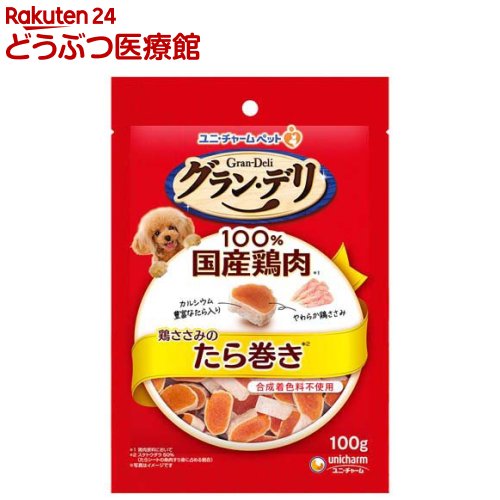 乐天商城 - グラン・デリ おやつ 鶏ささみのたら巻き 犬用 おやつ ユニチャーム(100g*6袋)【グランデリ おやつ】