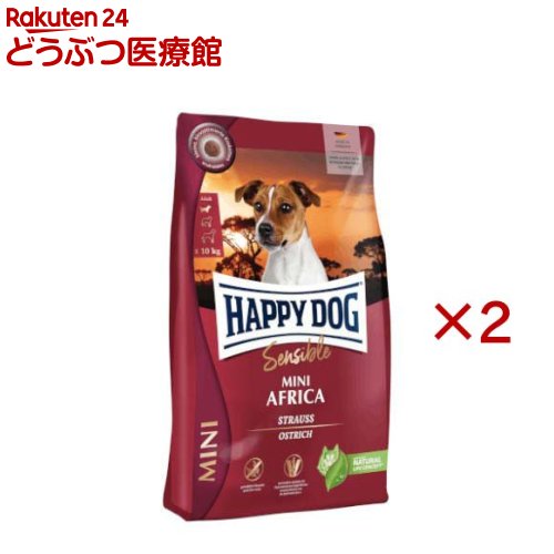 お店TOP＞ドッグフード(ドライフード)＞その他＞ハッピードッグ ミニ センシブル 小型犬 ミニ アフリカ ダチョウ (800g×2セット)【ハッピードッグ ミニ センシブル 小型犬 ミニ アフリカ ダチョウの商品詳細】●特に嗜好性が高く、好き嫌いの多い愛犬におすすめ。●高タンパク低脂肪、アレルゲンとなりにくいダチョウ使用。●原材料を限定したアレルギーケアのレシピ。●グレインフリー。※合成保存料は無添加です。【ハッピードッグ ミニ センシブル 小型犬 ミニ アフリカ ダチョウの原材料】ポテト※、ダチョウプロテイン※(16％)、ポテトプロテイン※、油脂類、加水分解プロテイン、ビートファイバー※、アップルポマス※、塩化ナトリウム、イースト抽出物※、ビタミン類(ビタミンA、ビタミンD3、ビタミンE、ビタミンB1、ビタミンB2、ビタミンB6、ビオチン、Dパントテン酸カルシウム、ナイアシン、ビタミンB12、ビタミンC、葉酸)、ミネラル類(鉄、銅、亜鉛、マンガン、ヨウ素酸カルシウム、亜セレン酸ナトリウム)、必須アミノ酸(DLメチオニン)、その他栄養素(タウリン)、天然由来トコフェロール(酸化防止剤として)(※乾燥)【栄養成分】代謝エネルギー：359.0kcal／100g【保存方法】・高温多湿、直射日光を避け、涼しい場所での保管をお願いします。・開封後は賞味期限に関わらずなるべくお早めにご使用ください。【発売元、製造元、輸入元又は販売元】ワールドプレミアム本品は、在庫限りで販売終了となります。※説明文は単品の内容です。リニューアルに伴い、パッケージ・内容等予告なく変更する場合がございます。予めご了承ください。・単品JAN：4001967166248・JAN：621850ワールドプレミアム150-0013　東京都渋谷区恵比寿2-32-10-61203-6382-9012広告文責：楽天グループ株式会社電話：050-5306-1825[その他]