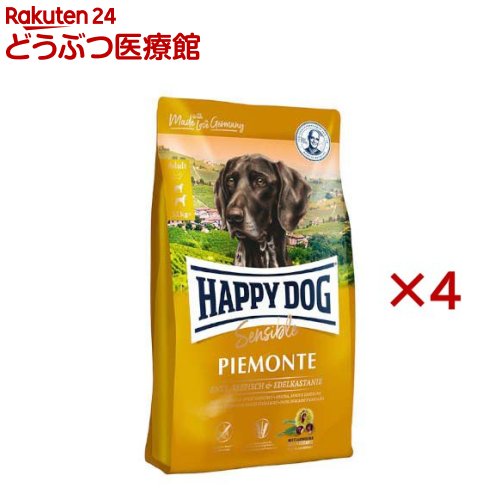 ハッピードッグ センシブル ピエモンテ 鴨肉、シーフィッシュ＆マロン(1kg×4セット)