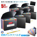 5個セット 書類収納ファイル 750枚収納 A4 13ポケット 書類ケース 持ち運び じゃばら 書類整理 アコーディオン式 見やすい 書類バンクフォルダ 保管ケ...