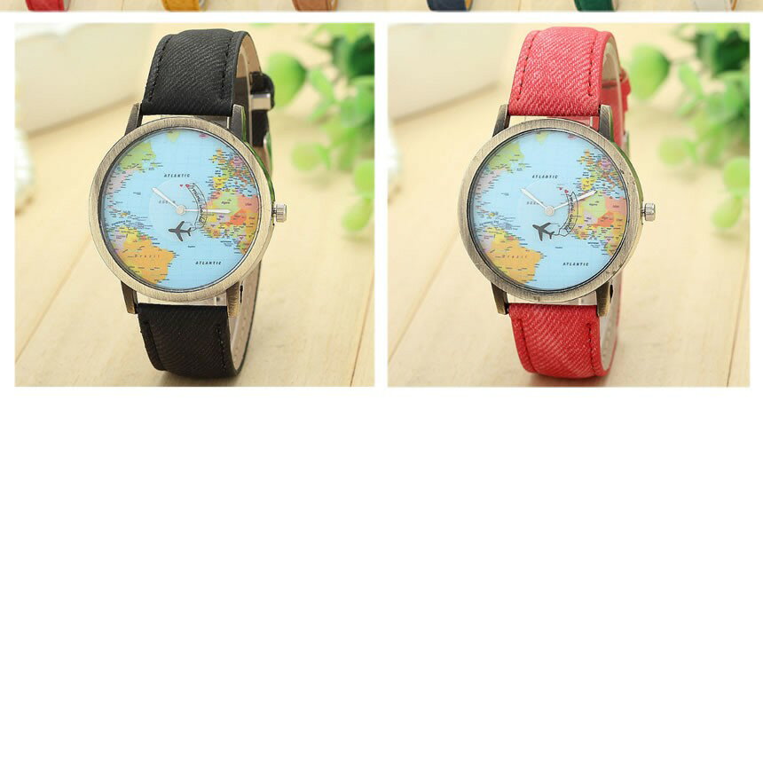 ★50％OFF！楽天スーパーセール★ 世界地図時計 7色セット ウォッチ 贈り物 高級 革 本格 メンズ おしゃれ 送料無料 SEKADOKE-SET