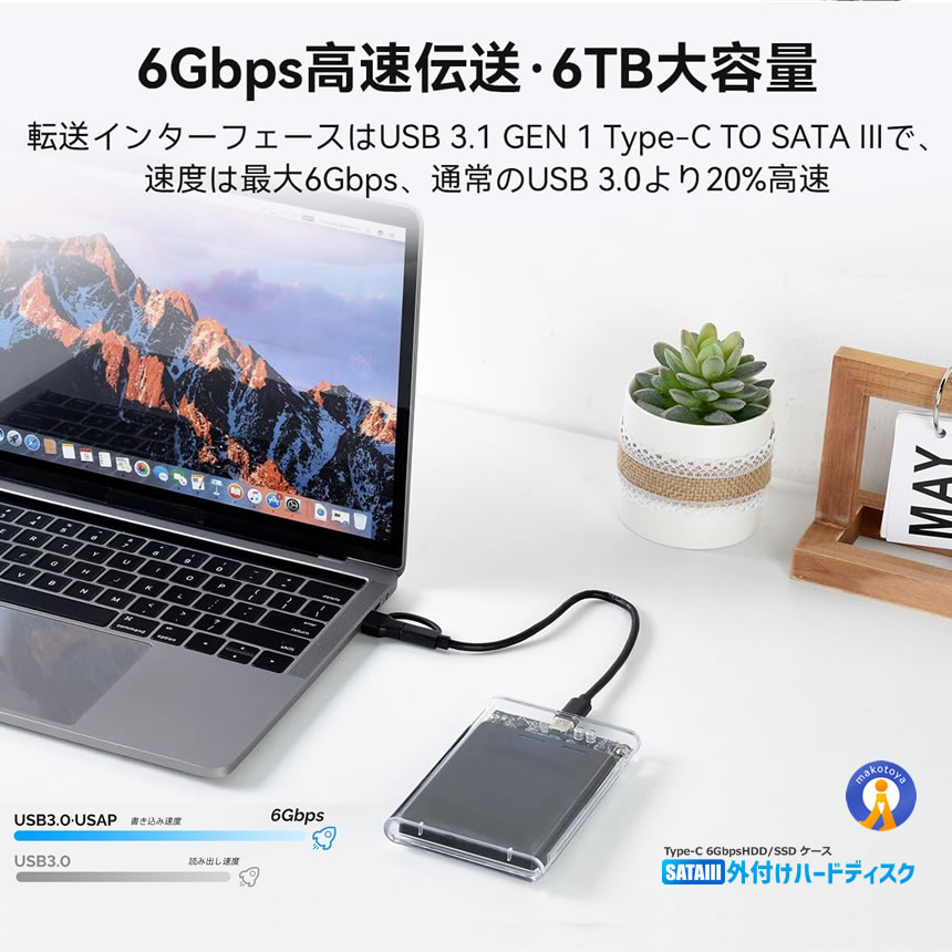 【スケルトンタイプが便利！】 2.5インチ SSD HDDケース USB3.0 スケルトン 2.5型 透明 外付けハードディスク 簡単組立 ケース 5Gbps 高速データ転送 UASP対応 CLESTA - Image 3