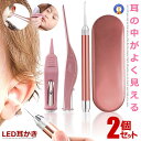 2セット 耳かき 3点セット LED ライト ピンセット 子供 ステンレス スチール 耳 鼻 クリーニング ツール 3点セット 耳垢 除去 美容グッズ 見えやす...
