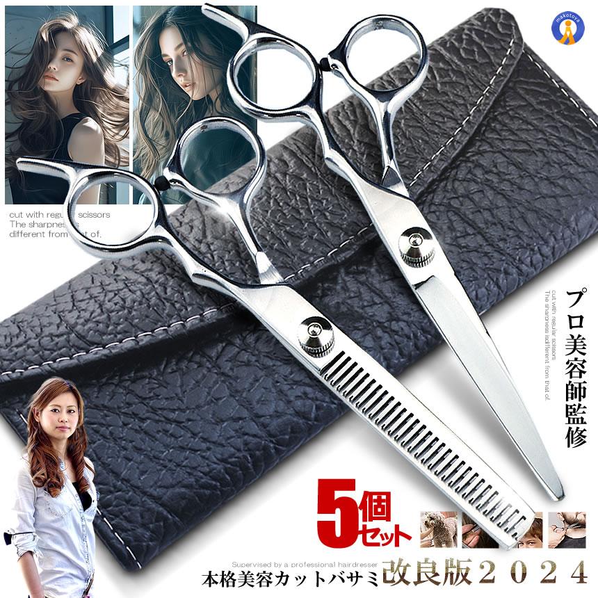 ☆P最大10倍★お買物マラソン☆ 10本セット ハサミ スキバサミ カットハサミ ケース付き 髪 かみ おしゃれ ヘアカット 散髪 ひげ 理容 シザー プロ仕様 セルフ カット 本格 自宅 おうちカット 切れ味 VSN