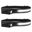 \P5倍☆7/26まで/ 2個セット ヘッドライト 超広角 照射 充電式 USB LED デュアル ヘッドランプ 5種点灯モード 100g 軽量 アウトドア用 防水 釣り 登山 作業灯 懐中電灯 防災 小型 DRYTO