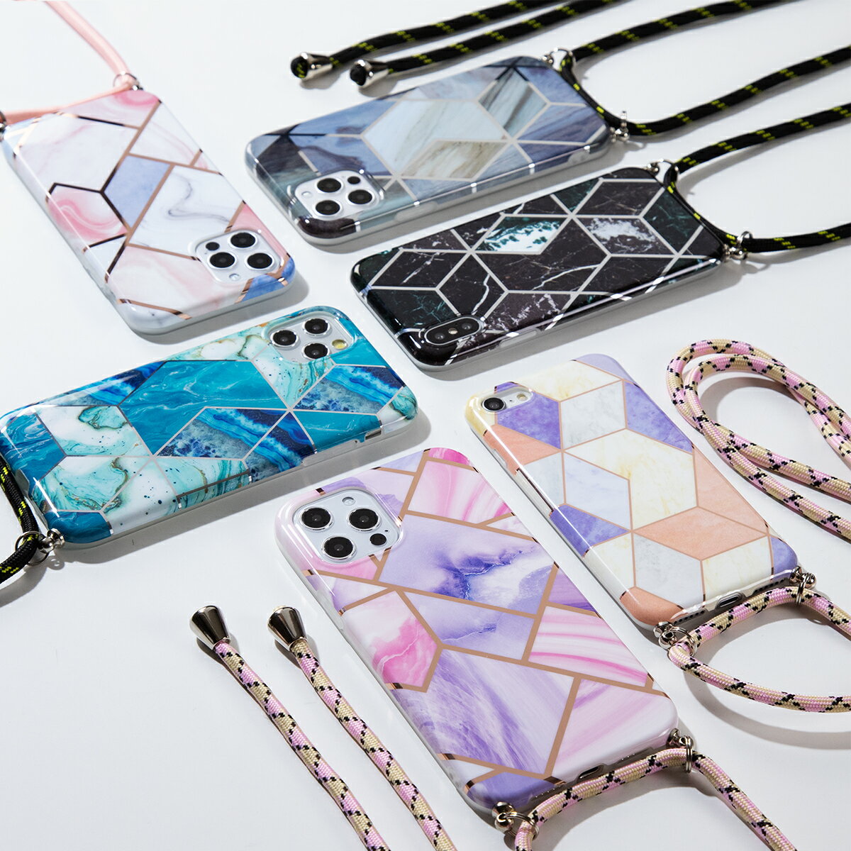 iphone12 ケース iPhone12 mini ケース 斜めがけ スマホケース 韓国 casepholic 肩掛け iPhone12mini iPhone12 iPhone12Pro iPhone12ProMax iPhone11 iPhone11Pro iPhone11ProMax iPhone8 iPhonese第2世代 iPhoneX かわいい おしゃれ 大理石調ショルダー型ストラップ