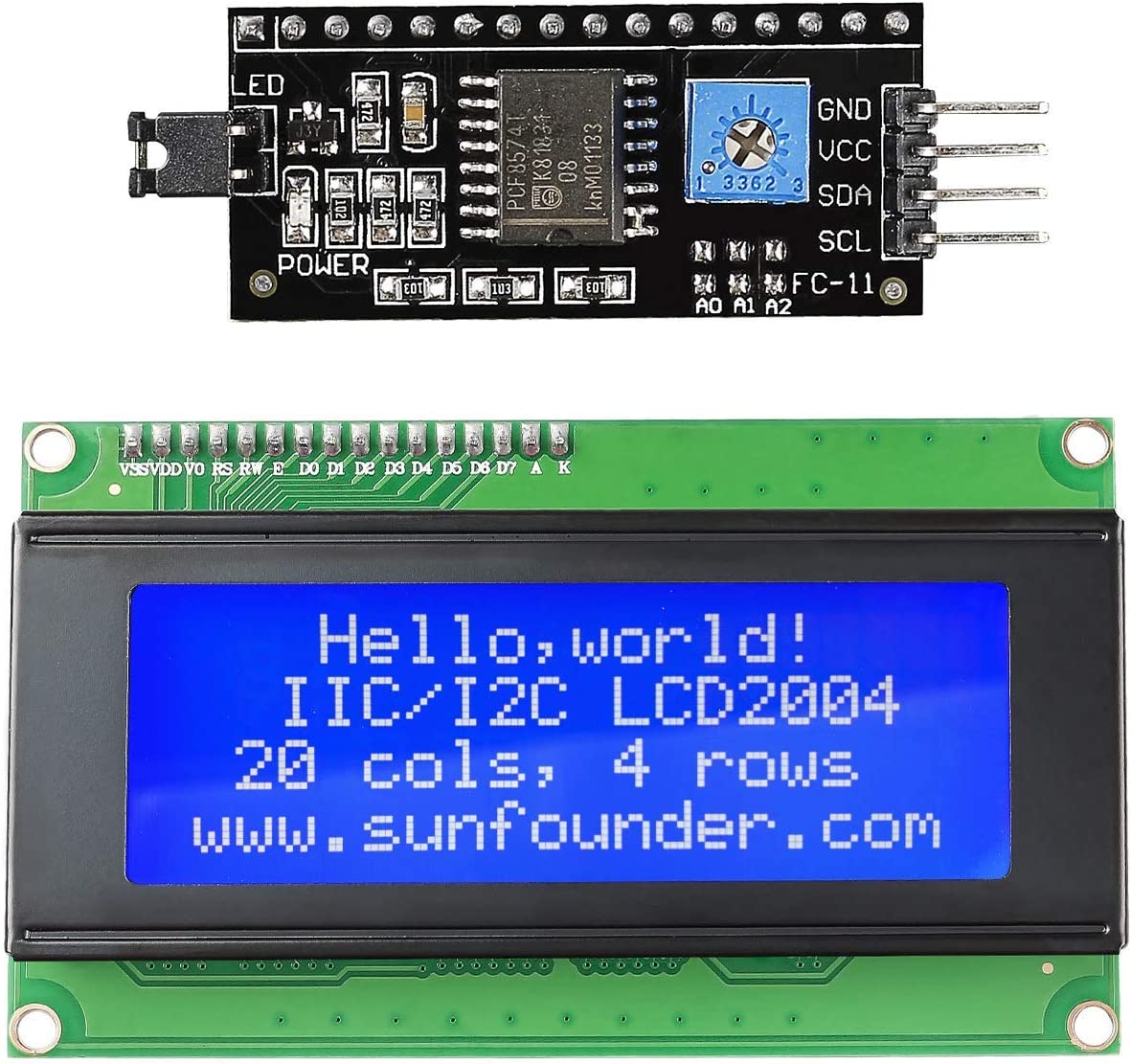 SunFounder 5V 2004 20X4 LN^ LCDfBXvCIIC I2C TWIVA C^[tFCX W[ LCDW[V[h Arduino Uno/Mega2560ɓKp