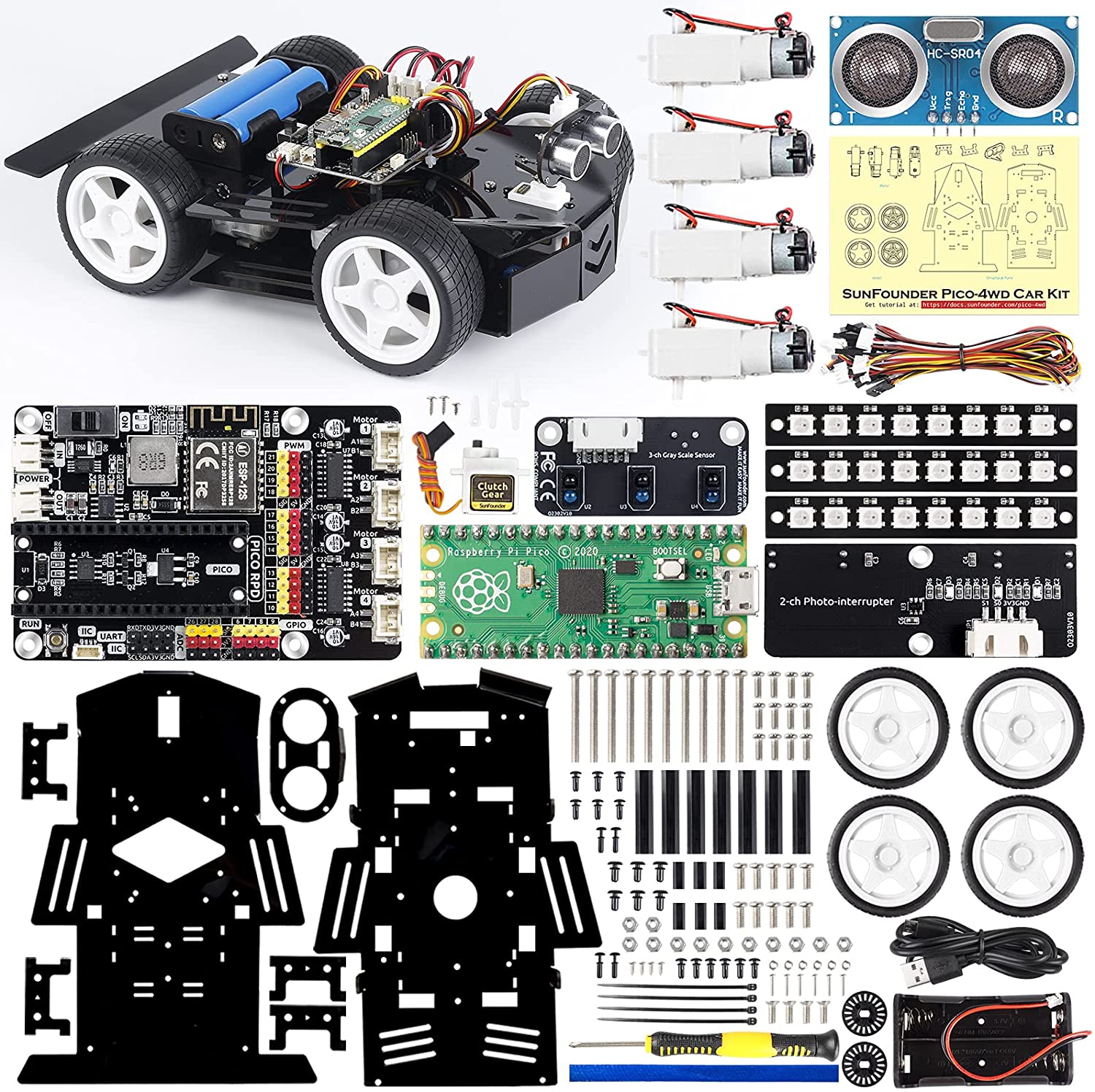 Raspberry Pi Pico {bgJ[ I[v\[X MicroPython APPR RGB LED 10Ƒl vO~O dqH STEAM DIY{bgLbg SunFounder