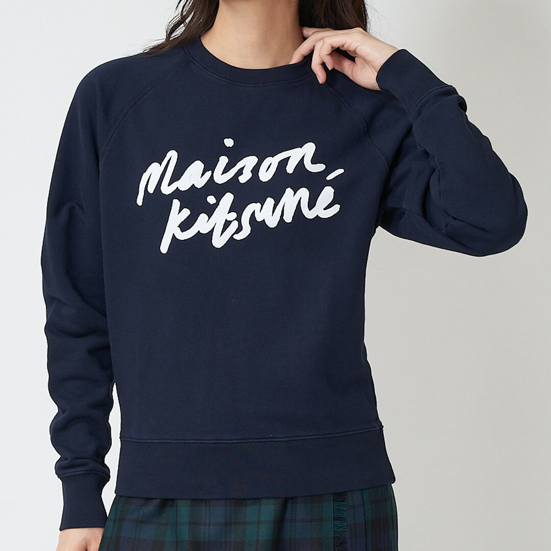 【1/10(水)0時～24時間限定ポイント10倍】 メゾンキツネ MAISON KITSUNE レディース スウェット トレーナー ハンドライティング FW00335KM0001 P480 NAVYのサムネイル