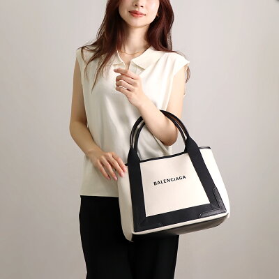 バレンシアガ トートバッグ 【NAVY CABAS S:ネイビーカバス S】 339933 2HH3N ホワイト系(9260 NATURAL/BLACK) BALENCIAGA