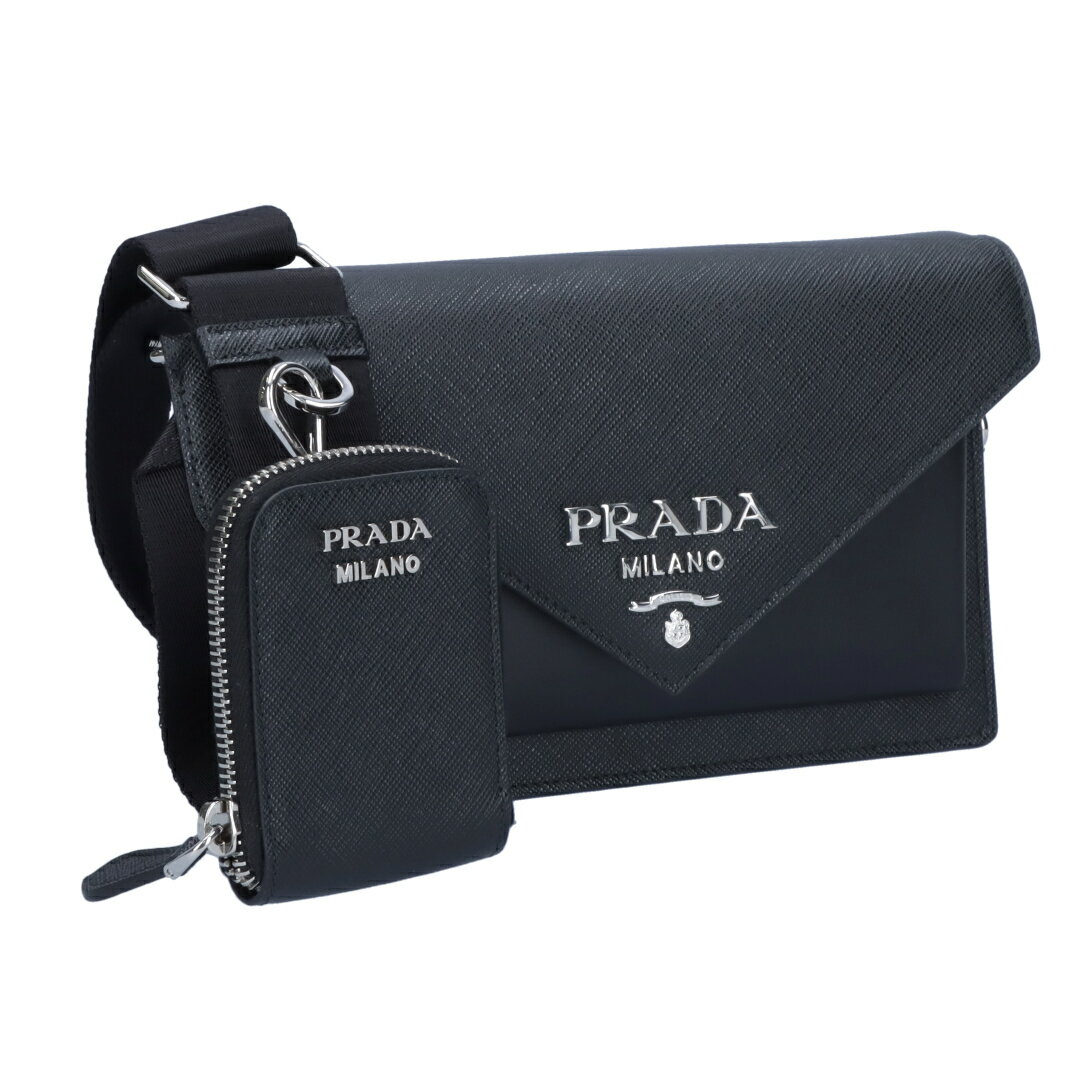 プラダ ショルダーバッグ（レディース） 【期間限定販売】 プラダ PRADA ショルダーバッグ ミニエンベロープ 1BP020 2EVU N2O ブラック(F0002 NERO)