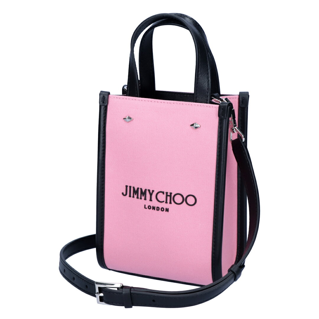 W~[`E JIMMY CHOO 2WAYobO MINI N/S TOTE CZM sNn(CANDY PINK/BLACK/SILVER)