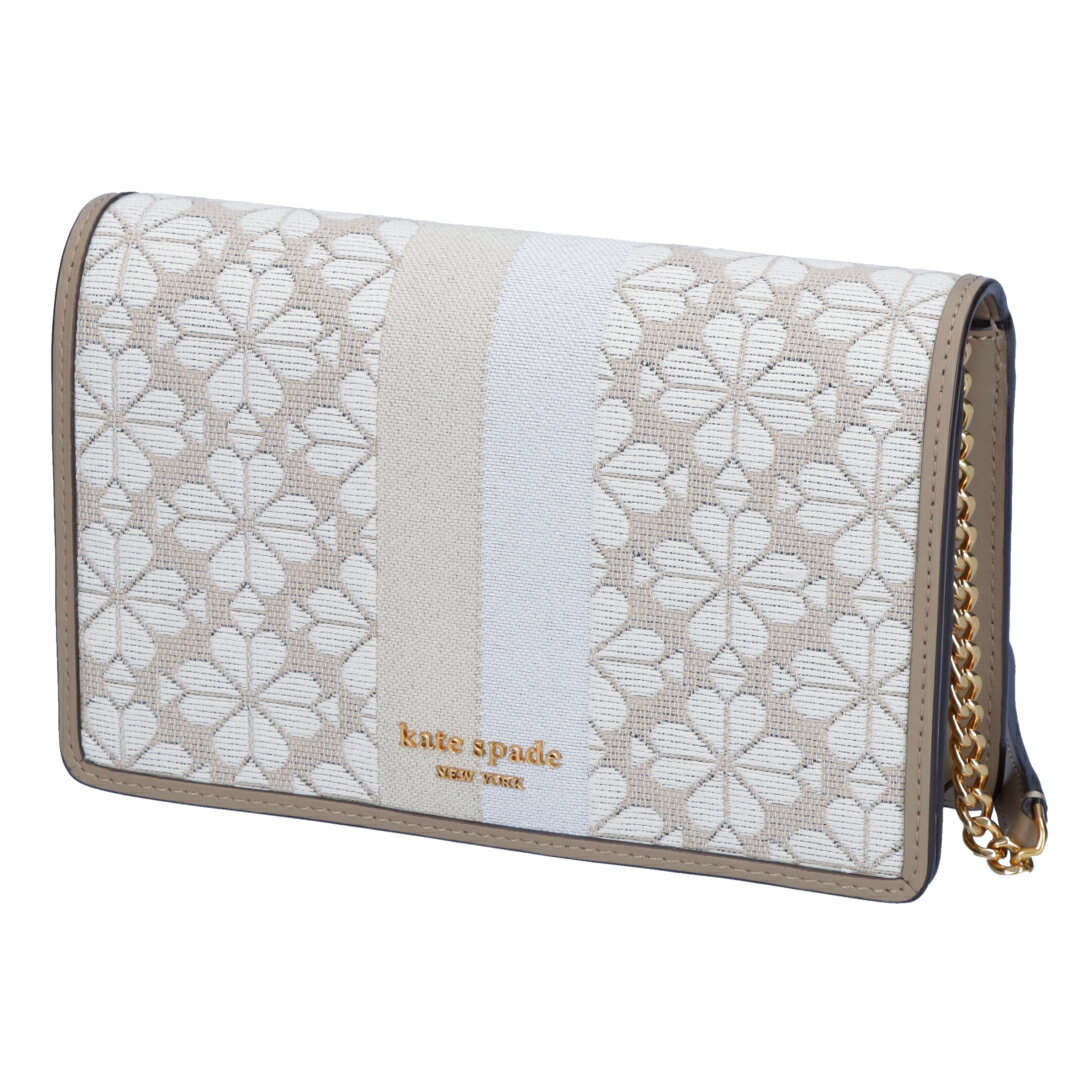 ケイトスペード　ポシェット ケイトスペード KATE SPADE チェーンウォレット ショルダーバッグ SPADE FLOWER JACQUARD STRIPE PWR00447 252 NATURAL MULTI