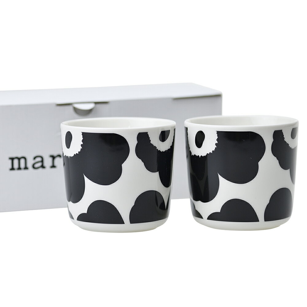 マリメッコ マグカップ ラテマグ 2個セット 【UNIKKO】 70637 190 WHITE/BLACK MARIMEKKO 【同梱不可】【ギフト不可】【RSL】