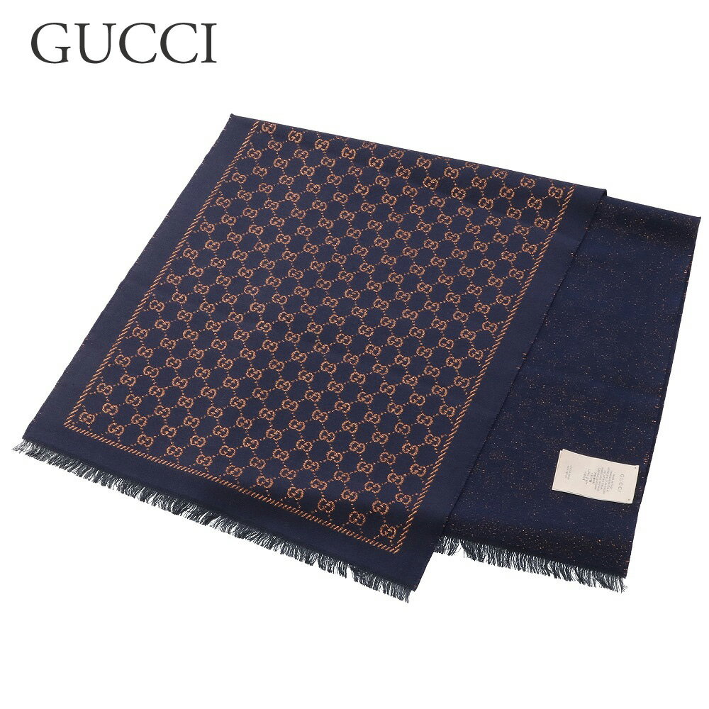 グッチ マフラー 【メタリックGG】 479763 3G187 ネイビー系×イエロー系(4175 NAVY/YELLOW) GUCCI 【zkk】【nms】