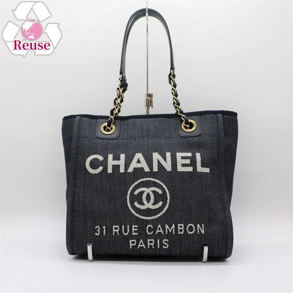 【リユース品】 シャネル CHANEL トートバッグ ドーヴィルデニムチェーントートバッグ A66939 インディゴデニム/ゴールド金具 【お取り寄せ】