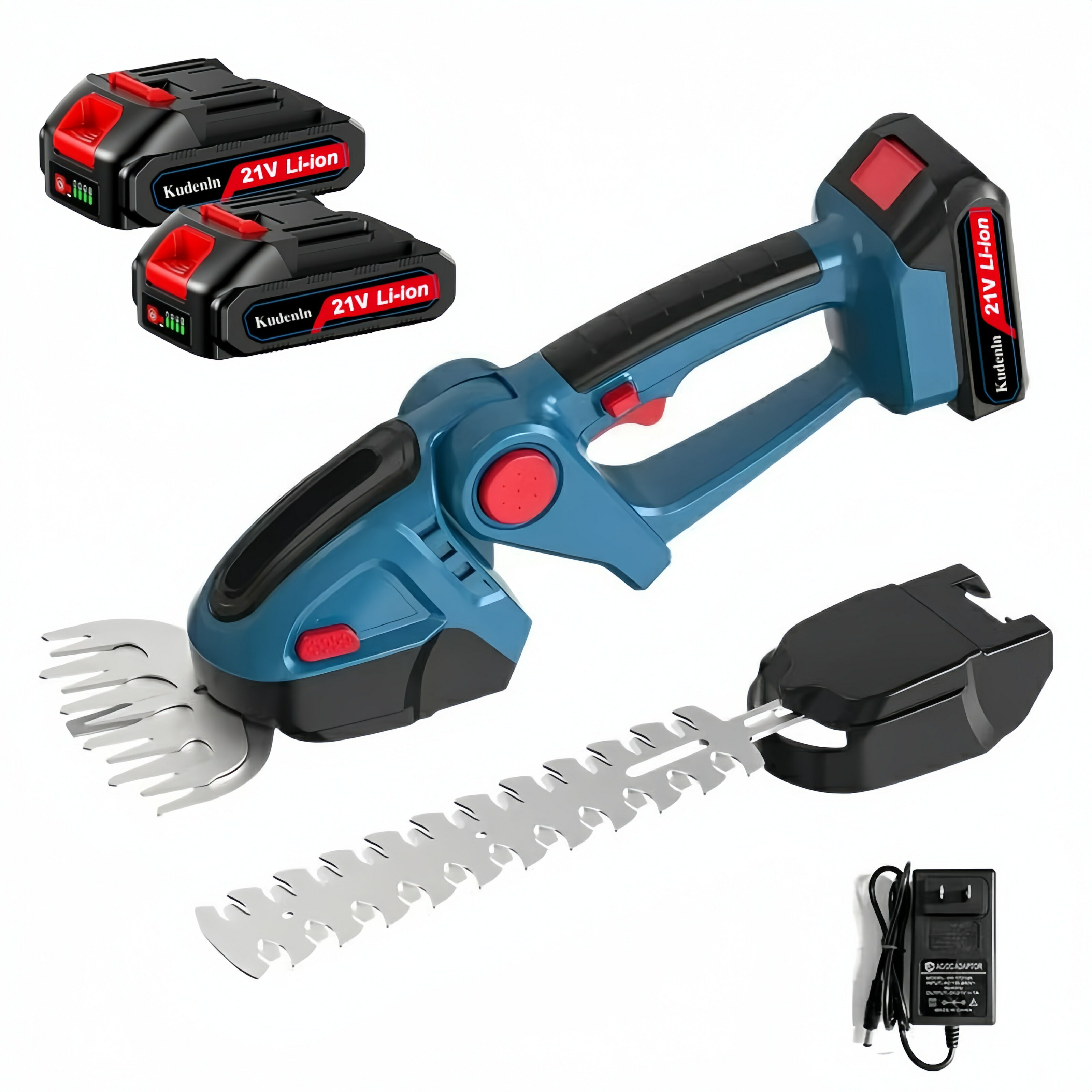 芝生バリカン ヘッジトリマー 充電式 生垣バリカン ガーデントリマー 小型 軽量 コードレス 刈込幅200mm 最大切断径8mm マキタバッテリー対応 両刃駆動 草刈り 枝切り 垣根 芝刈機 枝切り 残量表示バッテリー2個付き