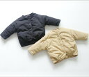 キッズ ジャケット 子供服 アウター 綿 コットン 長袖 中綿入り 冬 防寒 保温 ラウンドネック シンプル おしゃれ 男の子 女の子 80cm 90cm 100cm 110cm 120cm 130cm 140cm ブラック カーキ(4)