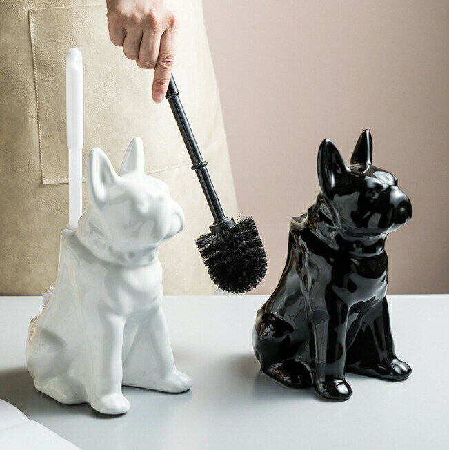 【犬型 トイレブラシホルダー セット】トイレブラシ おしゃれ かわいい フレンチブルドッグ型 セラミッ..