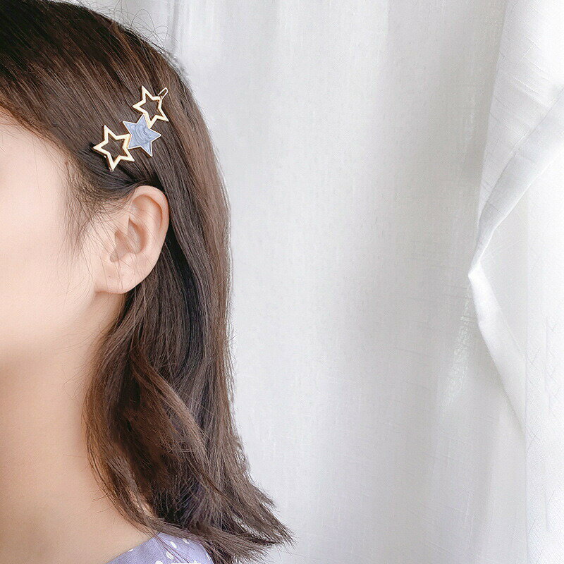 乐天商城 - ヘアピン 星 スター ヘアクリップ レディース ゴールド 合金 ヘアアクセサリー 前髪ピン サイドピン 大人可愛い シンプル 上品 マーブルカラー カラーストーン かわいい おしゃれ 髪留め デイリー 通勤 通学 結婚式 パーティー 韓国風 トリプルスター