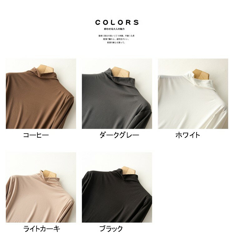 カットソー 冬服 秋服 レディース トップス インナー 長袖 ハイネック 大きいサイズ 無地＆ボーダー 裏起毛タートルネックカットソー イーザッカマニア