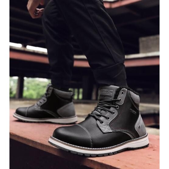 メンズブーツ レインシューズ スノーブーツ スニーカー ワークブーツ 裏起毛ブラック 24.5cm~27cm