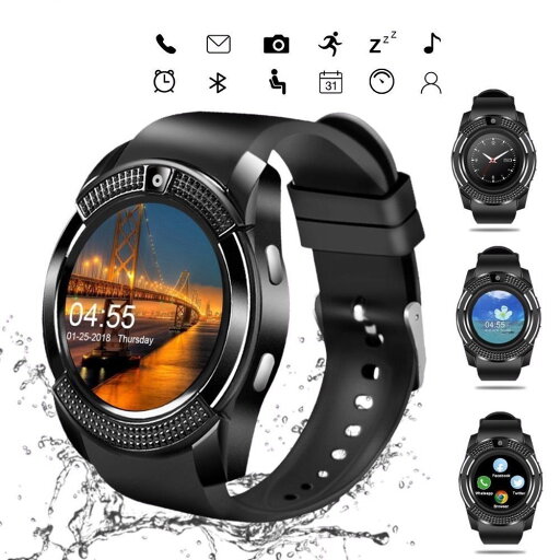 V8 スマートウォッチ カメラ付き Bluetooth通話 着信通知 音楽再生 GPS搭載 SIMカード対応 睡眠計 測歩数計 多機能 腕時計 Android iOS対応 防水 タッチスクリーン 黒 赤 青 V8 スマートウォッチ カメラ付き Bluetooth通話 着信通知 音楽再生 GPS搭載 SIMカード対応 睡眠計 測歩数計 多機能 腕時計 Android iOS対応 防水 タッチスクリーン 黒 赤 青