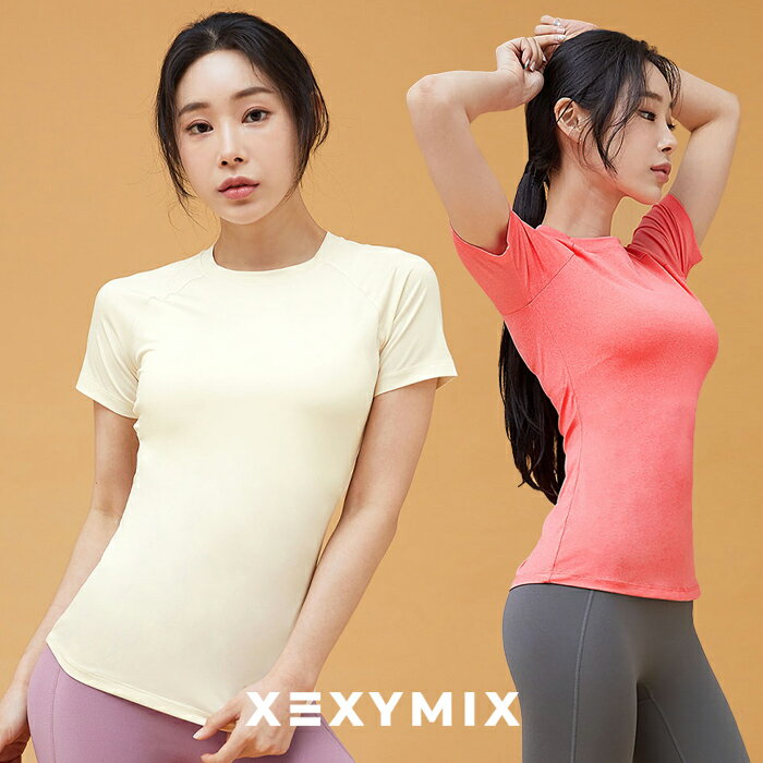 Xexymix XA5234T 半袖 UVカット・吸汗速乾・伸縮性 ゼクシィミックス ヨガウェア 女性らしい 着回し カットソー かわいい カジュアル おしゃれ ヨガトップス スタイリッシュ フィットネス ピラティス スポーツウェア