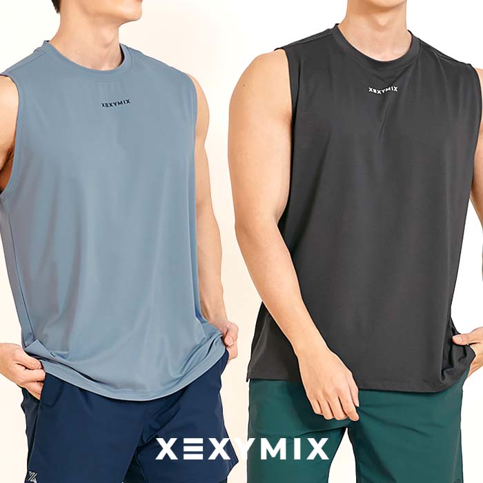 xexymix ゼクシィミックス ゼクシーミックス Mens メンズ XT2118F ベーシックワイド ノースリーブ スリーブレス トップス ストレッチ フィットネス ジム トレーニング ワークアウト ランニング スポーツウェア outlet