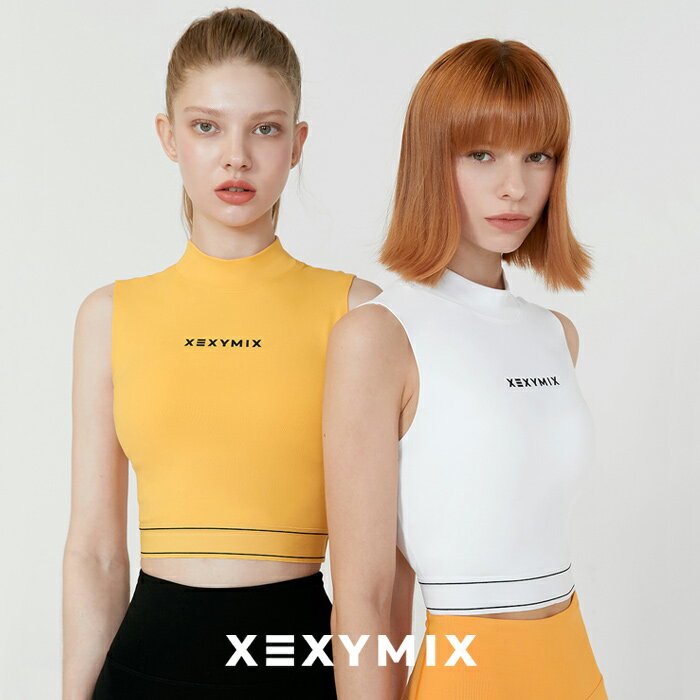 XEXYMIX ゼクシィミックス ゼクシーミックス XT4310F ハイネック クロップド トップ ヨガトップス ヨガウェア ブラトップ トップス タンクトップ ノースリーブ フィットネス ジム トレーニング ピラティス ランニング スポーツウェア