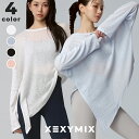 【クーポン利用で10%OFF】ゼクシィミックス xexymix 長袖 サイドスリット アシンメトリー シアー トップス ヨガウェア ピラティスウェア スポーツウェア トレーニングウェア フィットネスウェア ランニングウェア ジムウェア 韓国 リネン素材 レディース XFK1ER1101
