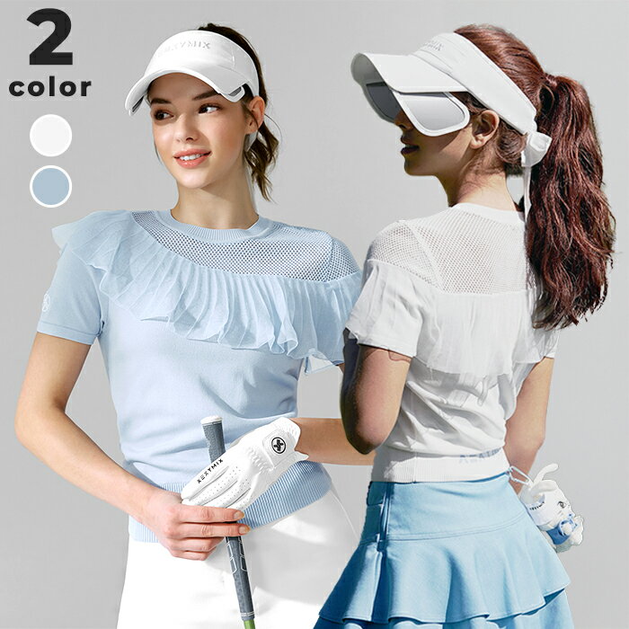 【クーポン利用で20%OFF】ゼクシィミックス xexymix ゴルフウェア レディース 半袖 ゴルフ女子 ゴルフ おしゃれ ゴルフ かわいい スポーツウェアトップス 韓国ブランド XFK2ER1202